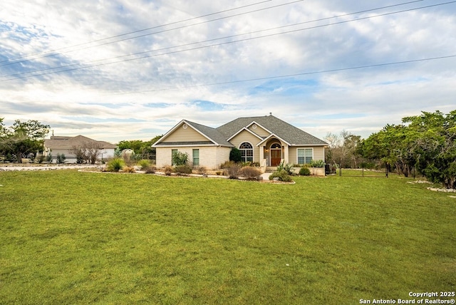 view of front of home with a front lawn