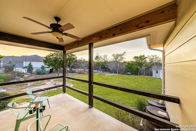 view of patio with a ceiling fan