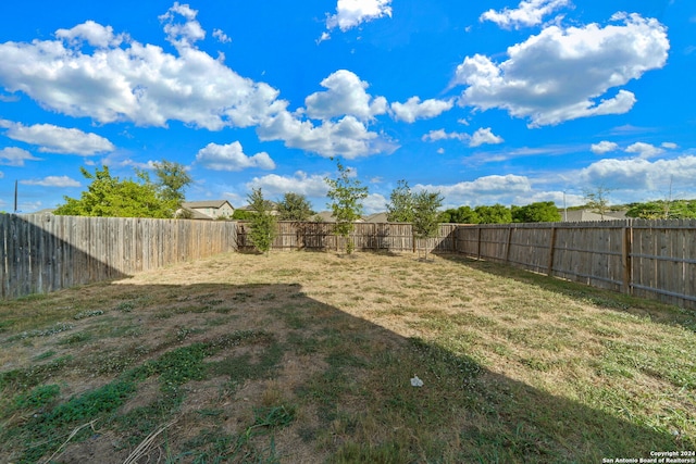 view of yard with a fenced backyard