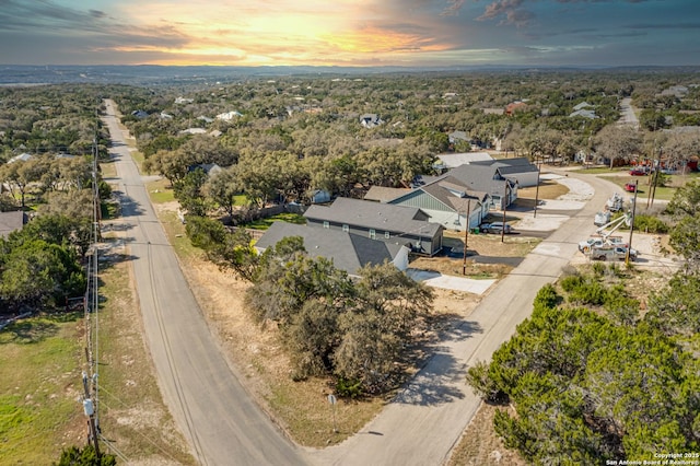 view of aerial view at dusk