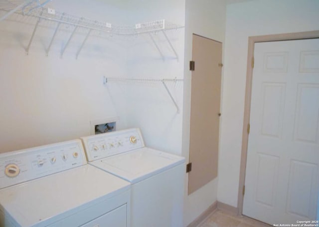 laundry room with washer and dryer and laundry area