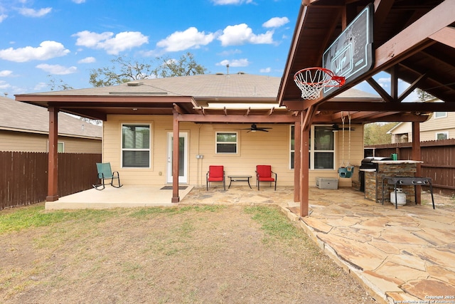 276 Cita Roost, San Antonio, TX 78253 - back of property featuring ceiling fan, a patio, and a fenced backyard