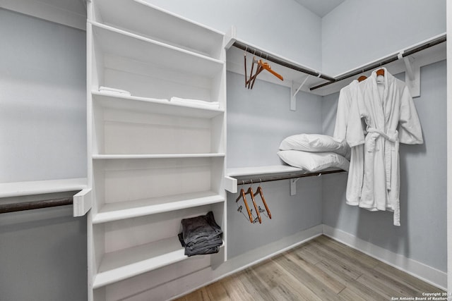 walk in closet featuring wood finished floors