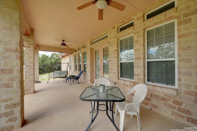 view of patio / terrace featuring ceiling fan and outdoor dining area