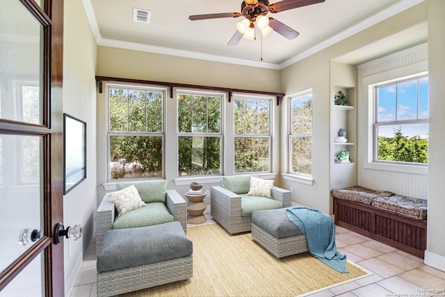 sunroom featuring visible vents