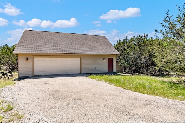 view of detached garage