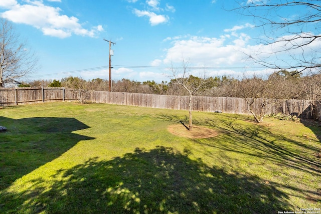 view of yard featuring a fenced backyard