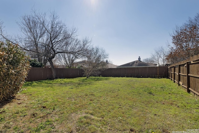 view of yard featuring a fenced backyard