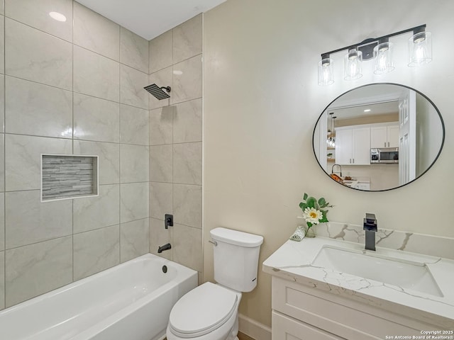 660 Skyline Dr, Bandera, TX 78003 - bathroom featuring toilet, baseboards, shower / washtub combination, and vanity