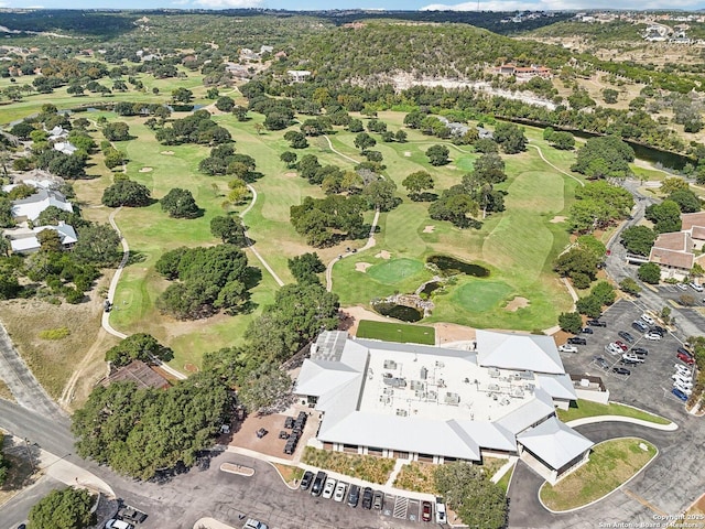 drone / aerial view with golf course view