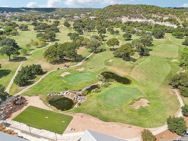 aerial view featuring golf course view