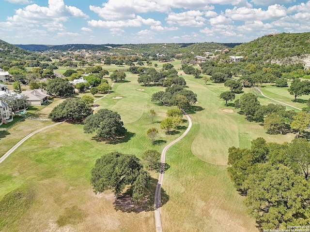 drone / aerial view featuring view of golf course