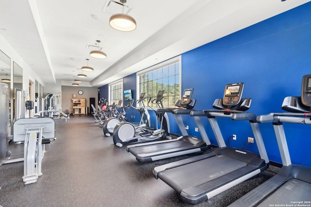 workout area featuring visible vents