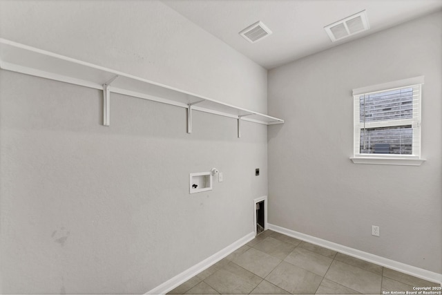 washroom with laundry area, visible vents, hookup for a gas dryer, washer hookup, and electric dryer hookup