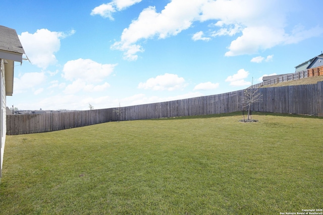 view of yard featuring a fenced backyard