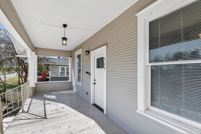 wooden deck featuring a porch