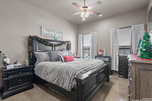 bedroom featuring ceiling fan