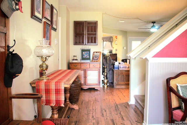 interior space featuring stairway and dark wood finished floors