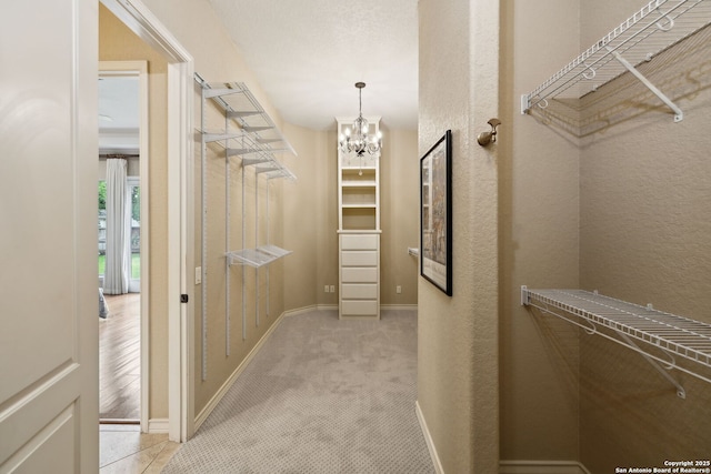37 Westerleigh, San Antonio, TX 78218 - walk in closet with a chandelier and carpet flooring