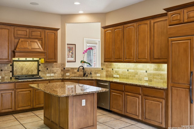 37 Westerleigh, San Antonio, TX 78218 - kitchen with dishwasher, a sink, light tile patterned floors, gas stovetop, and recessed lighting