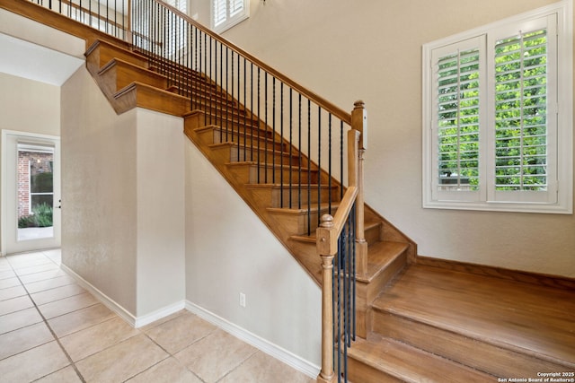 37 Westerleigh, San Antonio, TX 78218 - staircase with tile patterned flooring and baseboards