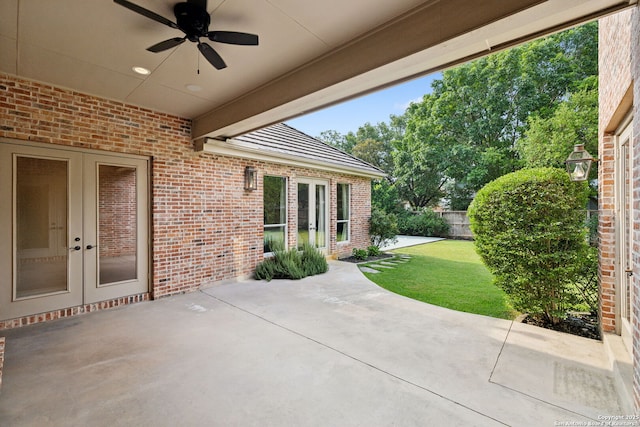 37 Westerleigh, San Antonio, TX 78218 - view of patio / terrace with french doors and a ceiling fan