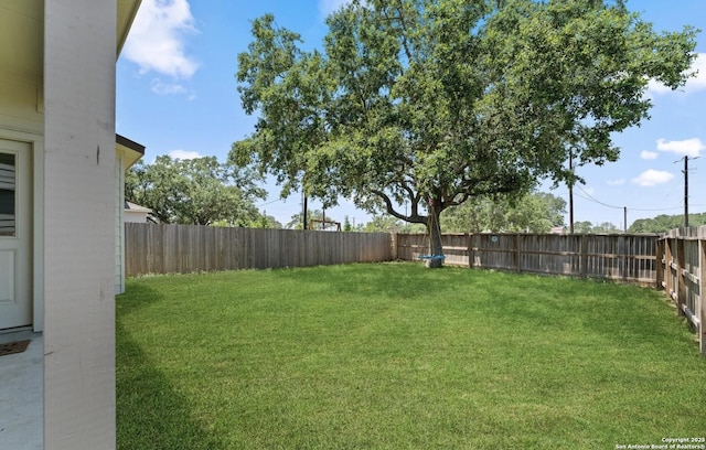 view of yard featuring a fenced backyard