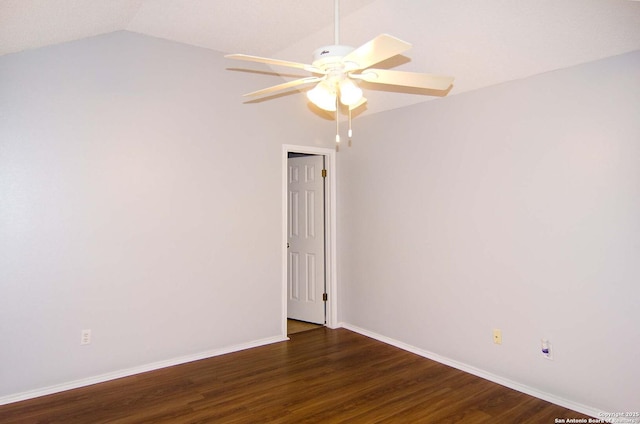 1102 E Hancock, Beeville, TX 78102 - spare room featuring ceiling fan, wood finished floors, baseboards, and lofted ceiling