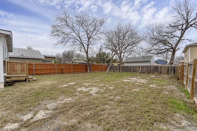 view of yard with a fenced backyard