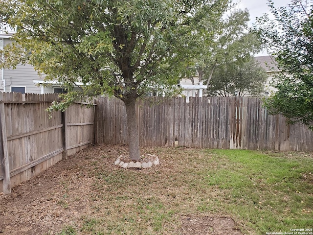 view of yard with a fenced backyard