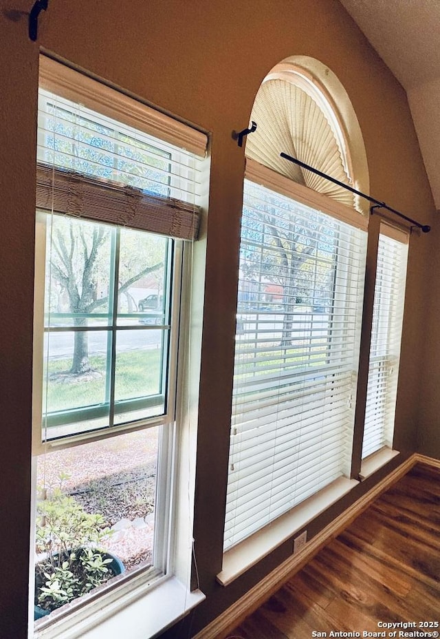 room details featuring baseboards and wood finished floors