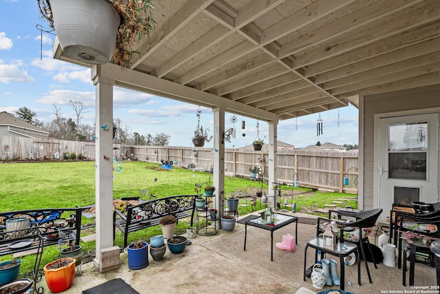 view of patio with a fenced backyard