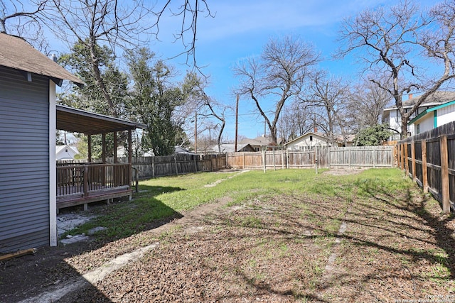 view of yard featuring a fenced backyard