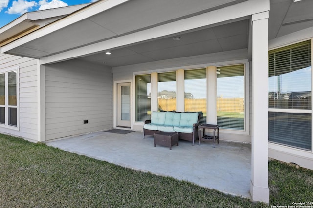 view of patio featuring an outdoor living space