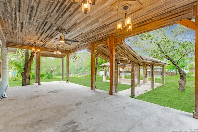 view of patio with ceiling fan