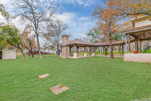 view of yard with a gazebo