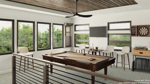 417 Verdad Way, Boerne, TX 78006 - game room with plenty of natural light, a ceiling fan, pool table, and baseboards
