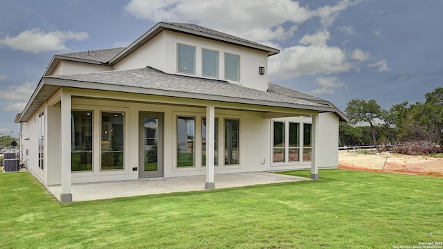 417 Verdad Way, Boerne, TX 78006 - back of house with a shingled roof, a patio, and stucco siding