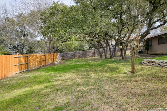 view of yard featuring a fenced backyard