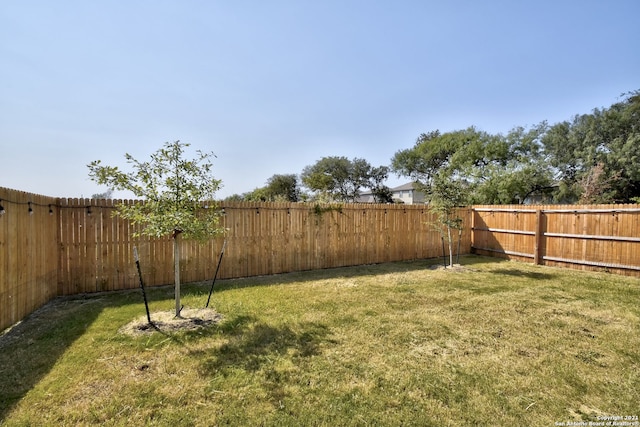 view of yard with a fenced backyard