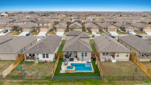 aerial view with a residential view