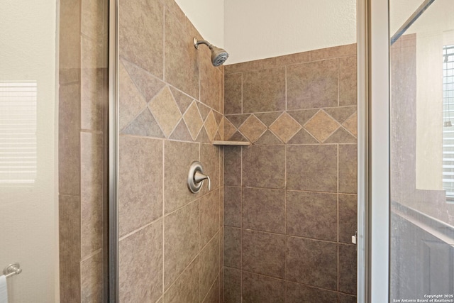 bathroom with a shower stall