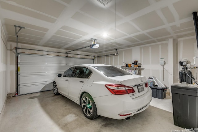 garage with a garage door opener