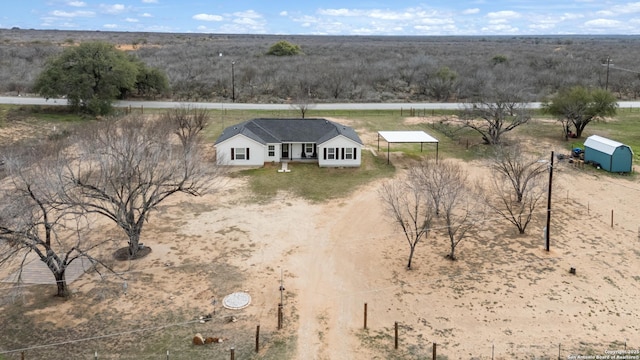 drone / aerial view featuring a rural view