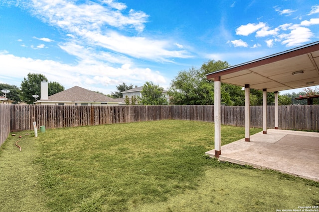 view of yard featuring a fenced backyard and a patio