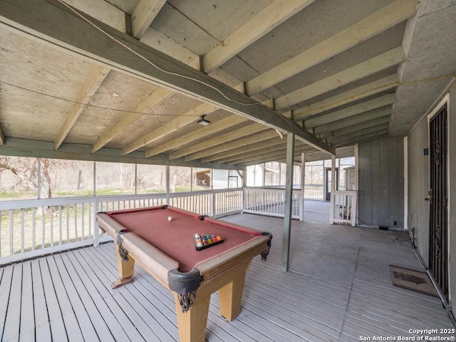 playroom with wood-type flooring and billiards