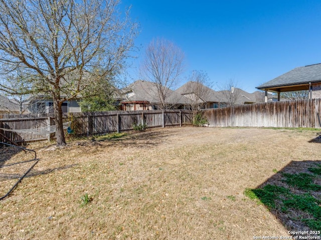 view of yard with a fenced backyard