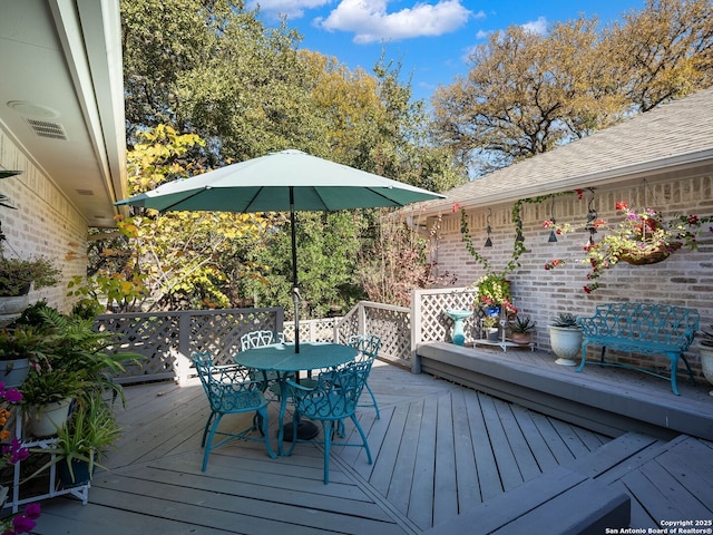 10 Parman Pl, San Antonio, TX 78230 - wooden deck featuring outdoor dining space