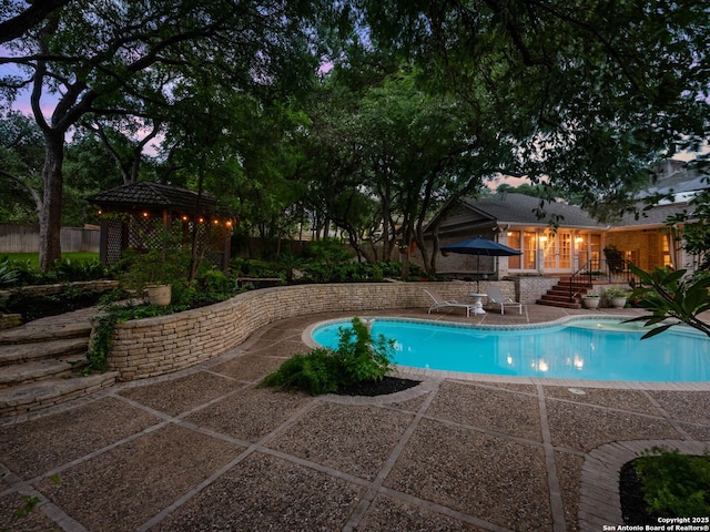10 Parman Pl, San Antonio, TX 78230 - view of swimming pool featuring a gazebo, a patio area, and fence
