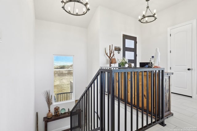 interior space with a chandelier